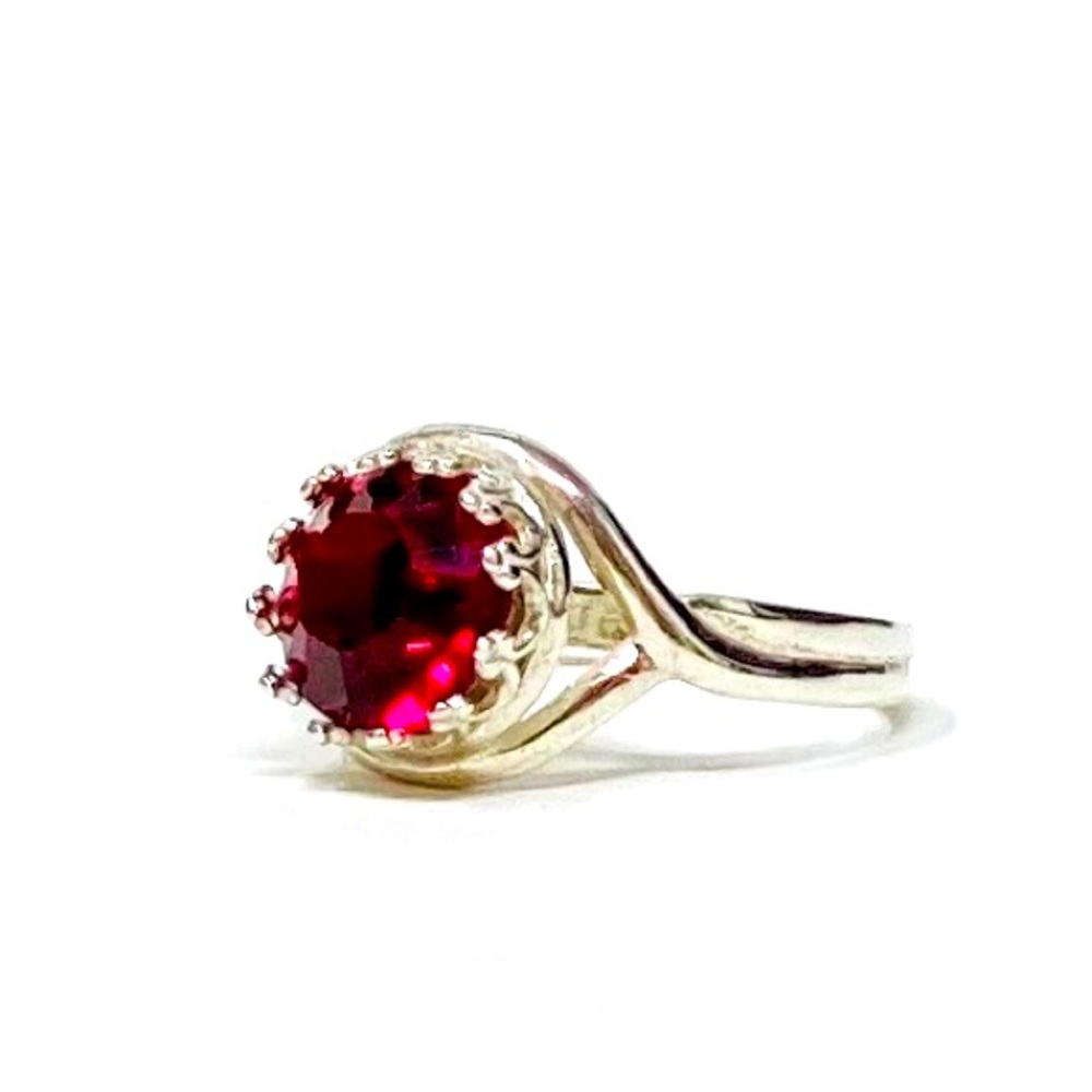 Sterling silver crown ring red Swarovski crystal